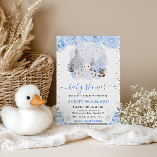 Winter-Waldtiere-Baby-Party Einladung