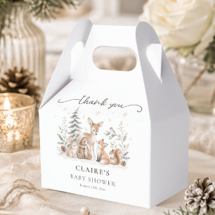 Winter-Waldtiere-Baby-Shower-Dankeschön Geschenkschachtel