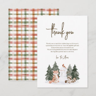 Winter-Waldtiere Baby Shower Flache Danke Karte