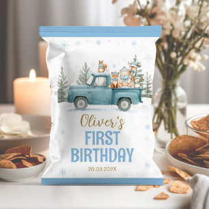 Winter-Waldtiere-Geburtstags-Chip-Tüten-Wrapper Flyer