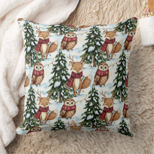 Winter-Waldtiere Weihnachtsmuster Kissen