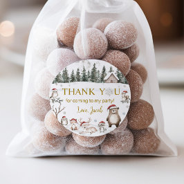 Winter-Waldtiere zum Geburtstag Runder Aufkleber