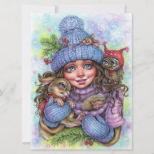 Winter Warmth Art Card Kleine Waldfreunde