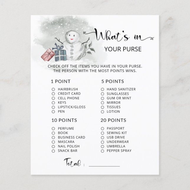 Winter Was ist in deinem Baby-Duschspiel in der Ha (Vorderseite)