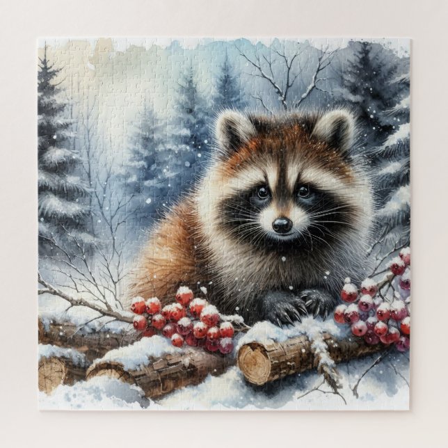 Winter-Waschbär-Puzzle Puzzle (Vertikal)