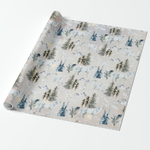 Winter Wasserfarbe Arktische Hase Wolf Fox Schneea Geschenkpapier