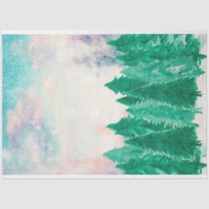 Winter Wasserfarbe Evergreen Trees Dekoupage Paper Seidenpapier