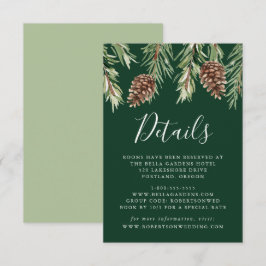 Winter Wasserfarbe Pinecone Hochzeit Details Begleitkarte
