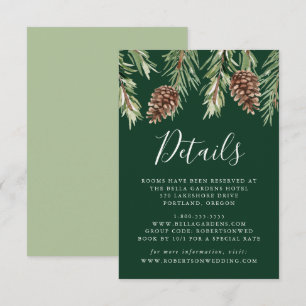 Winter Wasserfarbe Pinecone Hochzeit Details Begleitkarte