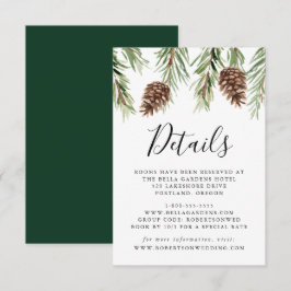 Winter Wasserfarbe Pinecone Hochzeit Details Begleitkarte
