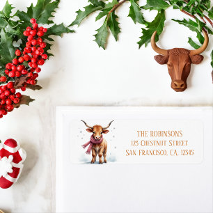 Winter Wasserfarbe Texas Longhorn Kalf Snow Scarf