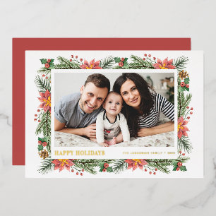 Winter-Wasserfarben-Botanik Frohe Feiertage Foto