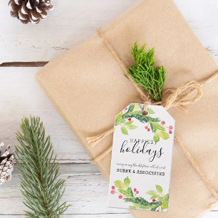 Winter-Wasserfarben-Laub-Holiday-Personalisiert Geschenkanhänger
