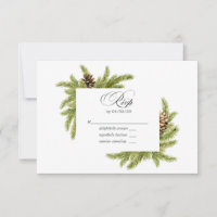Winter-Wasserfarben-Pines Hochzeitsszene RSVP