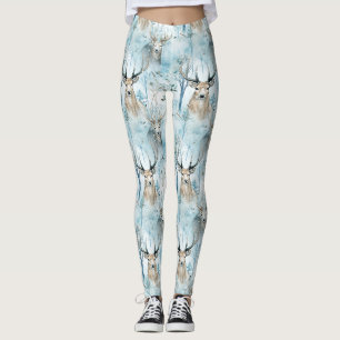 Winter-Wasserfarben-Waldhirsche (2) Leggings