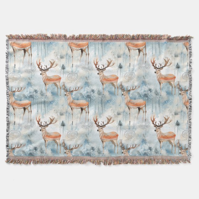 Winter-Wasserfarben-Waldhirsche (3) Decke (Vorderseite)