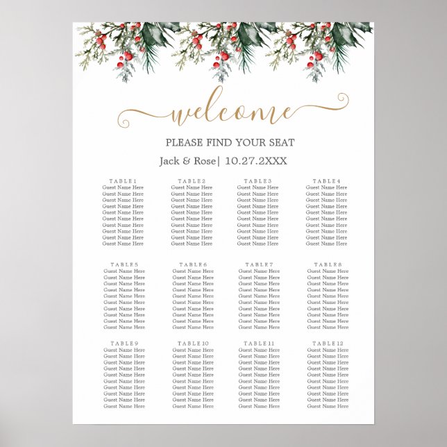 Winter-Wasserfarbenhochzeit Poster (Vorne)