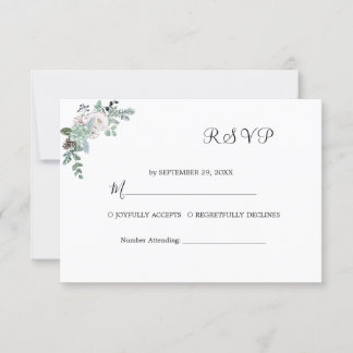 Winter-Wasserfarbenhochzeit RSVP Karte