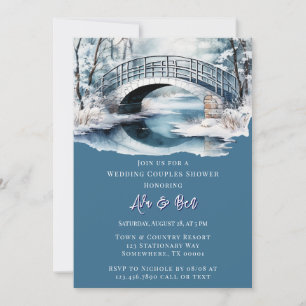 Winter Water Stream Bridge Wedding Couples Dusche Einladung