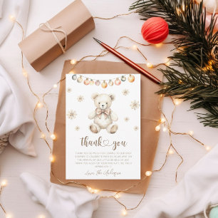 Winter Watercolor Bear Baby Dusche Danke Karte