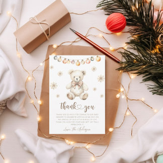 Winter Watercolor Bear Baby Dusche Danke Karte