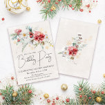 Winter Watercolor Blume 30. Geburtstag Party Einladung<br><div class="desc">Rot-weiße Blume in den Aquarellen sind in sanften,  grünen Blätter und Blättern eingebettet. Schneeflocken aus Gold sorgen für eine festliche Touch. Ein elegantes,  einfaches und modernes Drehbuch verleiht ihm eine offene und luftige Atmosphäre. Hinter dem Hotel befindet sich auch ein Blumenklotz.</div>