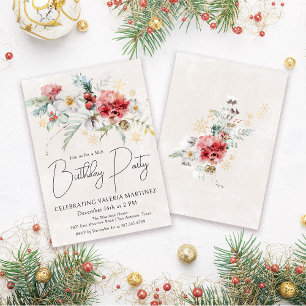 Winter Watercolor Blume 50. Geburtstagsparty Einladung