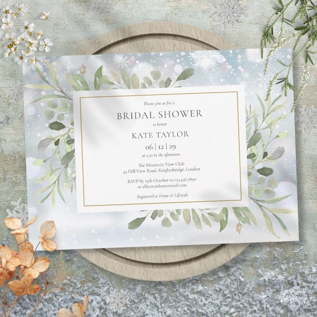 Winter Watercolor Greenery Brautparty Einladung (Winter Watercolor Greenery Bridal Shower Invitation)