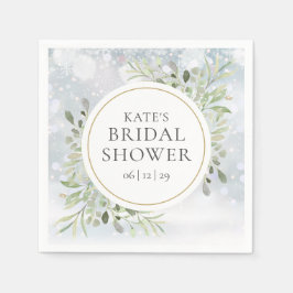 Winter Watercolor Greenery Brautparty Serviette