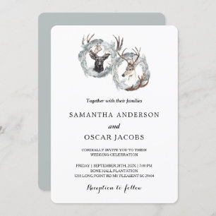 Winter Watercolor Hirschreath Silver Einladung