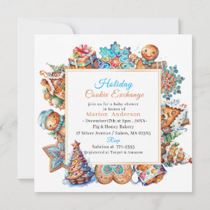Winter Watercolor Holiday Cookie Exchange Baby Sho Einladung