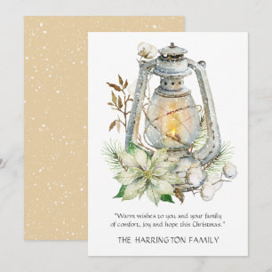 Winter Watercolor Lantern Snow Weihnachtskarte