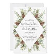Winter Watercolor Pine Cone Frame Wedding