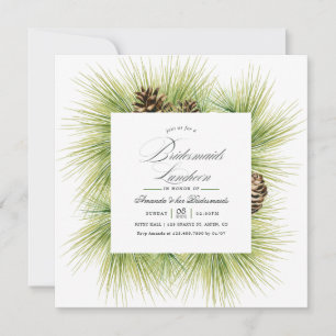 Winter Watercolor Pines Bridesmaids Mittagessen Einladung