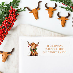 Winter Watercolor Texas Longhorn Calf Garland