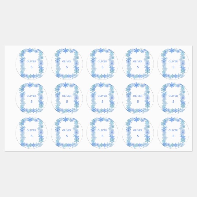 Winter Waterproof Labels Minimalist Snowflake Name Etiketten (Blatt)