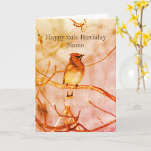Winter Waxwing Bird Nature Personalisiert Geburtst Karte