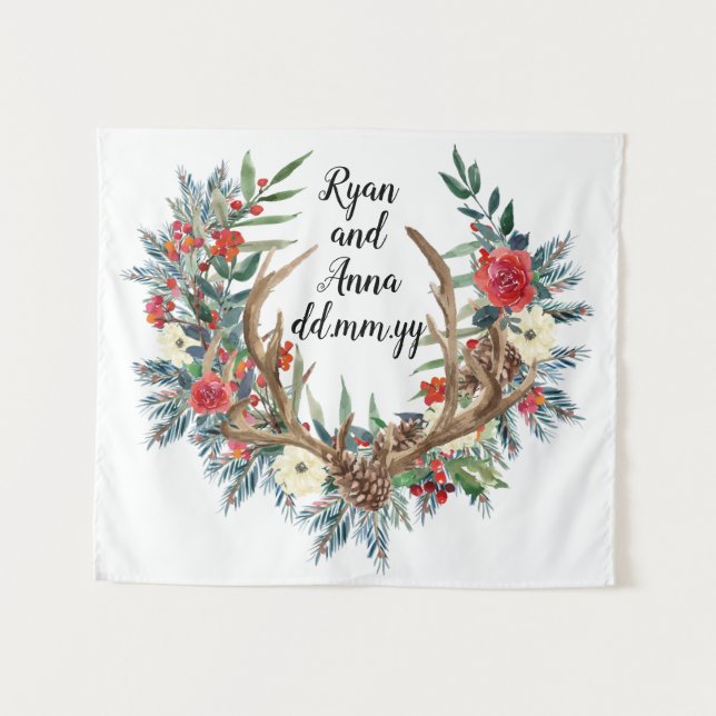 Winter Wedding Back Drop, Weihnachts Foto Stand Ta Wandteppich (Vorderseite (Horizontal))