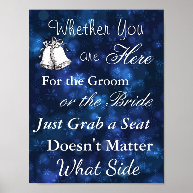 Winter Wedding Blue & White Seating Poster (Vorne)