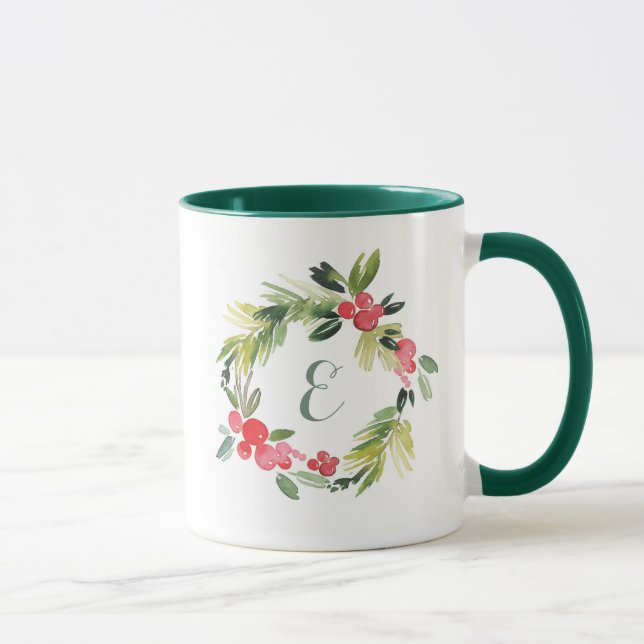 Winter Wedding Blumenmonogramm des Tasse (Rechts)