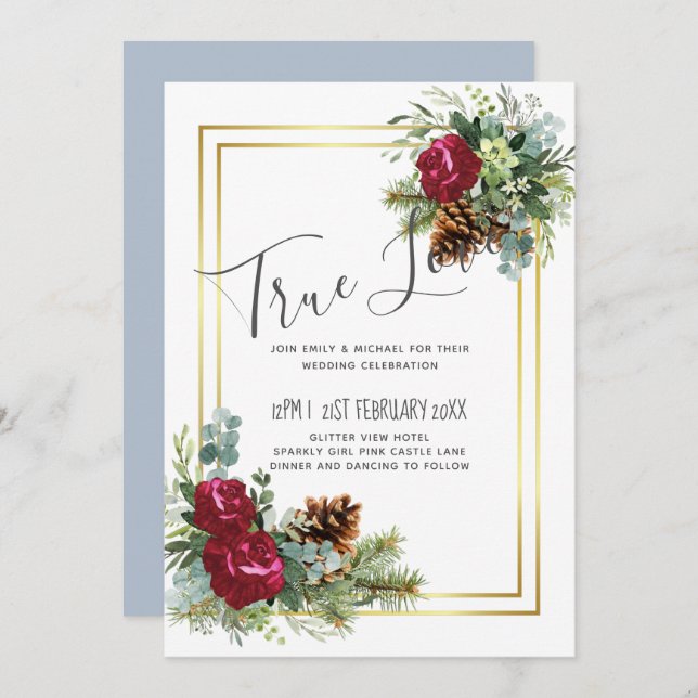 Winter Wedding Burgundy Rose Eukalyptus (Vorne/Hinten)