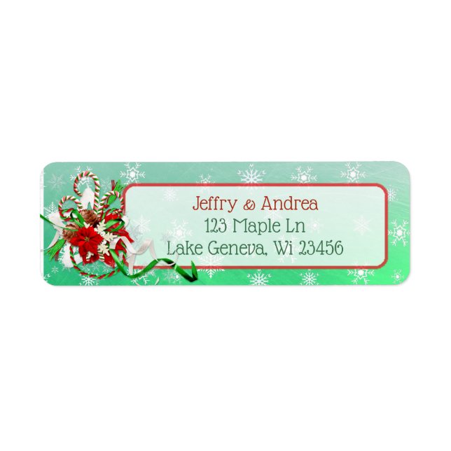 Winter Wedding Candy Cane Address Labels (Vorne)