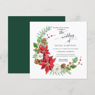 Winter Wedding Crescent Blumenreath Quadrat Einladung