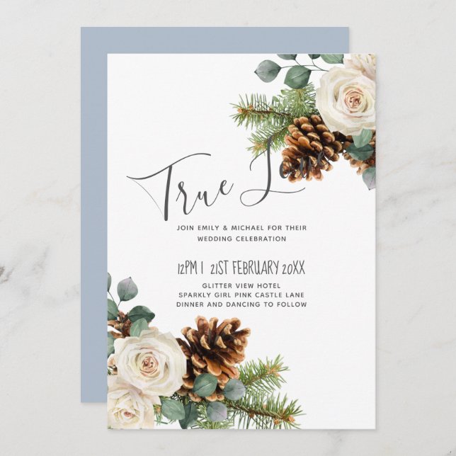 Winter Wedding Eukalyptus Grüne Weiße Rosen (Vorne/Hinten)