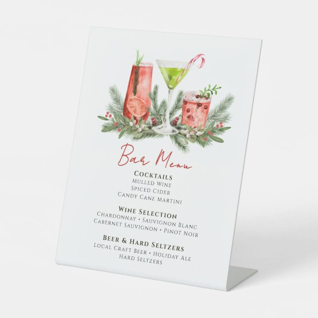 Winter Wedding Festive Drinks Holiday Bar Menu Sockelschild (Vorderseite)