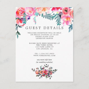 Winter Wedding Floral Guest Details Begleitkarte