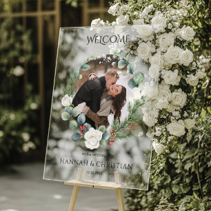 Winter Wedding Foto Willkommen Acrylschild