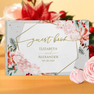 Winter Wedding Gästebuch Gilded Watercolor Floral