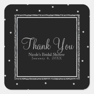 Winter Wedding Glam Silver & White Dots Party Quadratischer Aufkleber