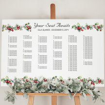 Winter Wedding Holly Alphabetitical Seating Chart